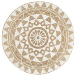 Tapis fait à la main Jute avec imprimé blanc 90 cm