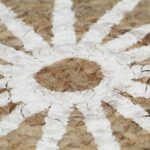 Tapis fait à la main Jute avec imprimé blanc 90 cm – Image 2
