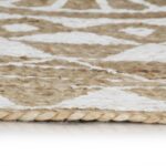 Tapis fait à la main Jute avec imprimé blanc 90 cm – Image 4