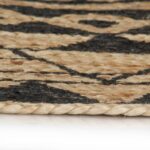 Tapis fait à la main Jute avec imprimé noir 120 cm – Image 4