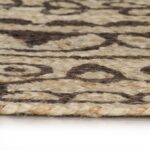 Tapis fait à la main Jute avec imprimé marron foncé 120 cm – Image 4