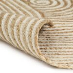 Tapis fait à la main Jute avec design de spirale Blanc 90 cm – Image 3