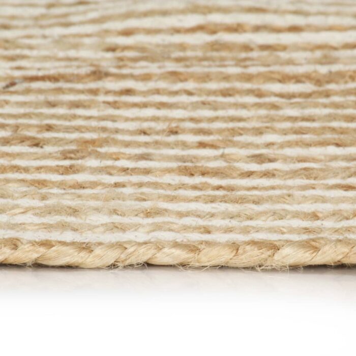 Tapis fait à la main Jute avec design de spirale Blanc 90 cm – Image 4