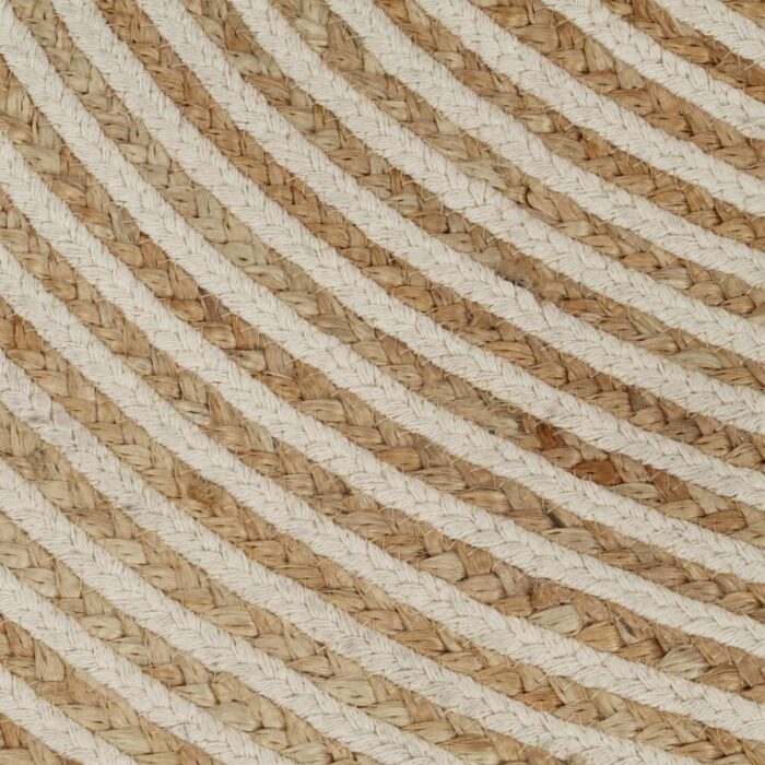 Tapis fait à la main Jute avec design de spirale Blanc 120 cm – Image 2