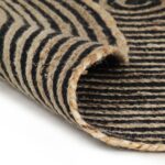 Tapis fait à la main Jute avec design de spirale Noir 90 cm – Image 3