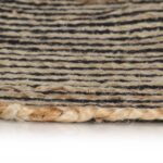 Tapis fait à la main Jute avec design de spirale Noir 90 cm – Image 4