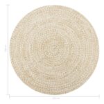 Tapis fait à la main Jute Blanc et naturel 150 cm – Image 4