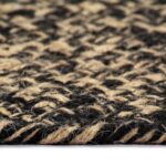 Tapis fait à la main jute noir et naturel 150 cm – Image 3