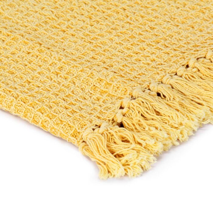 Couverture en coton 220 x 250 cm Jaune moutarde – Image 4