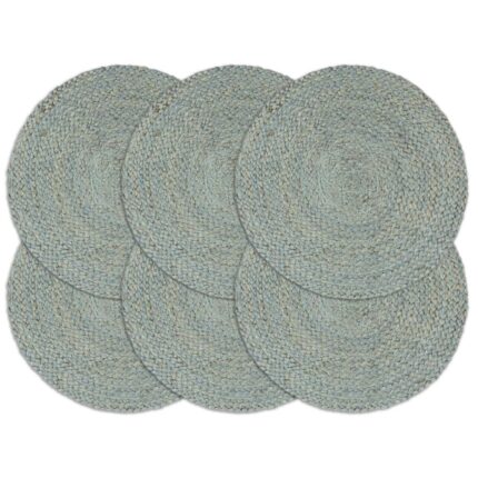 Napperons 6 pcs Vert olive Plain 38 cm Rond Jute