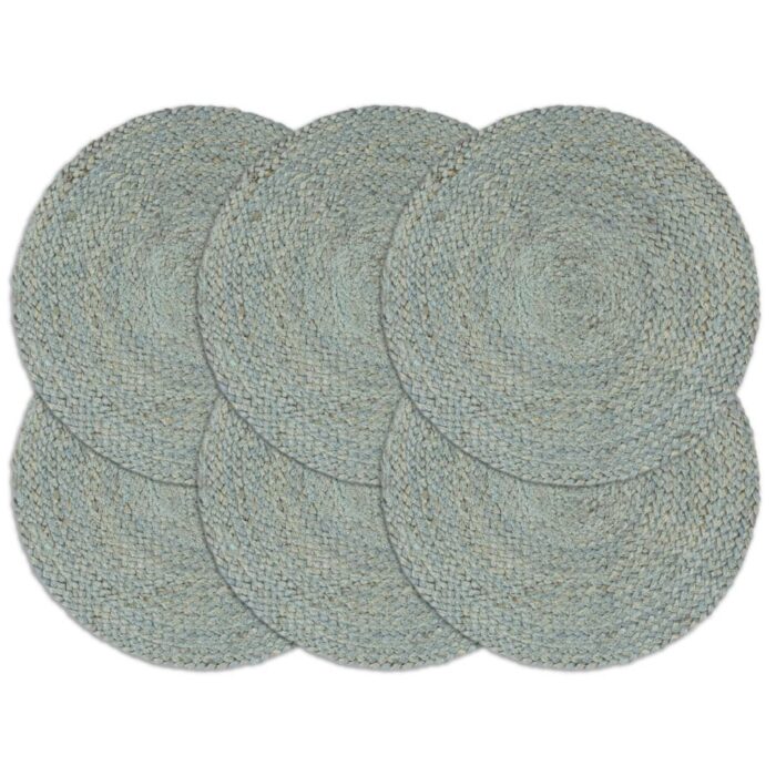 Napperons 6 pcs Vert olive Plain 38 cm Rond Jute – Image 1