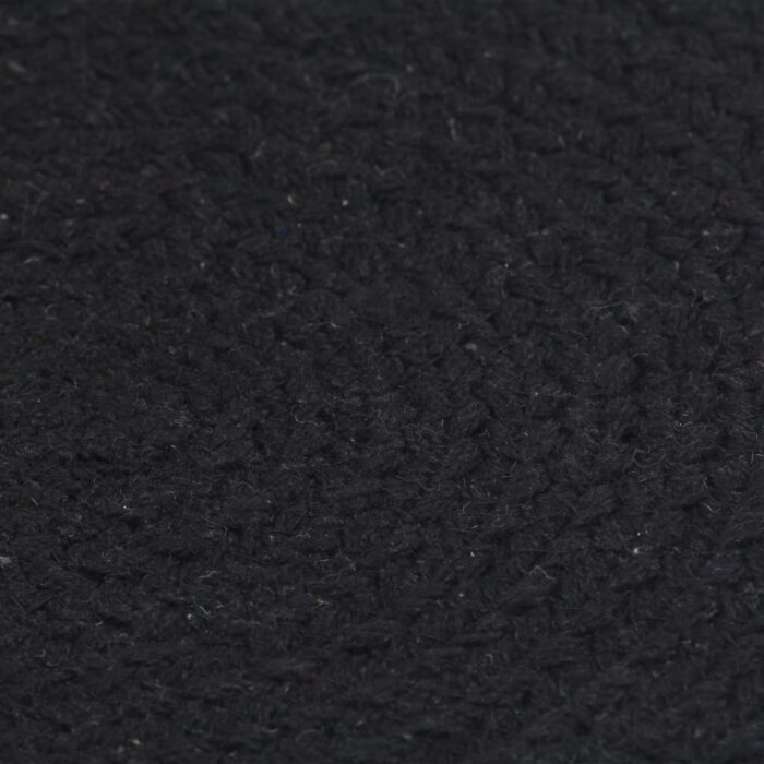 Napperons 6 pcs Noir Plain 38 cm Rond Coton – Image 2