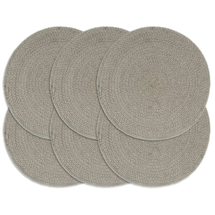 Napperons 6 pcs Gris Plain 38 cm Rond Coton – Image 1