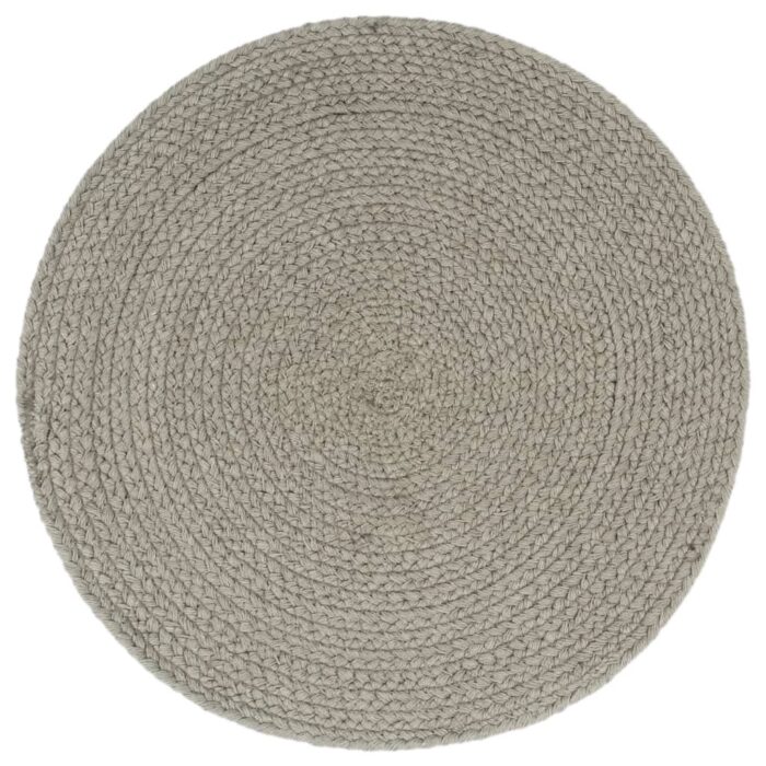 Napperons 6 pcs Gris Plain 38 cm Rond Coton – Image 2