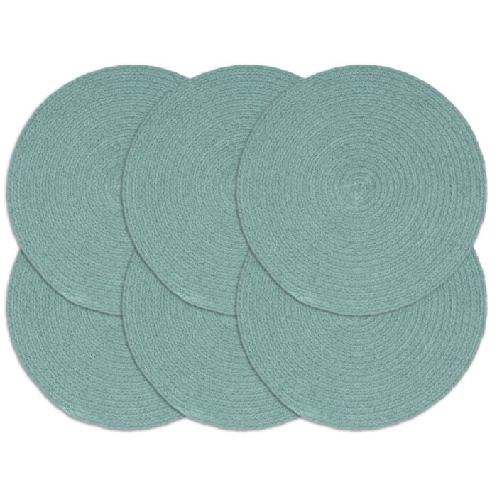 Napperons 6 pcs Vert Plain 38 cm Rond Coton – Image 1
