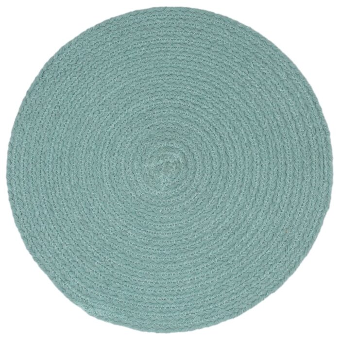 Napperons 6 pcs Vert Plain 38 cm Rond Coton – Image 2