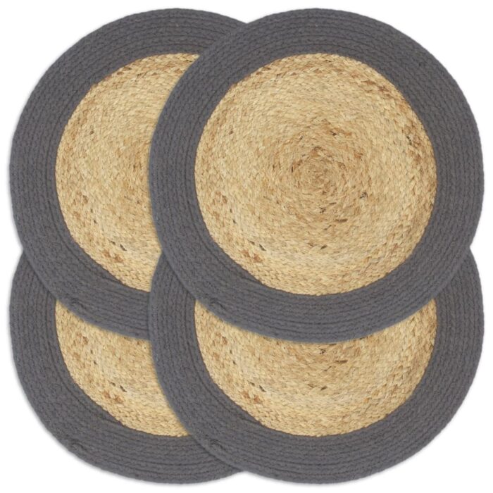 VXL8718475734970_a_en_hd_1.jpg Napperons 4 pcs Naturel et anthracite 38 cm Jute et coton – Image 1