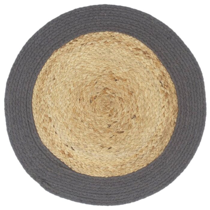 Napperons 4 pcs Naturel et anthracite 38 cm Jute et coton – Image 2