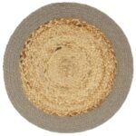 Napperons 6 pcs Naturel et gris 38 cm Jute et coton – Image 2