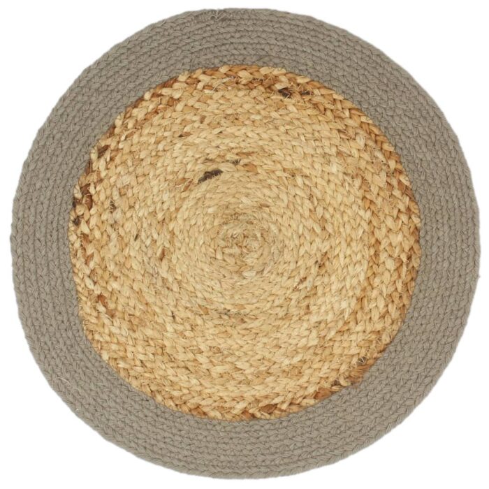 Napperons 6 pcs Naturel et gris 38 cm Jute et coton – Image 2