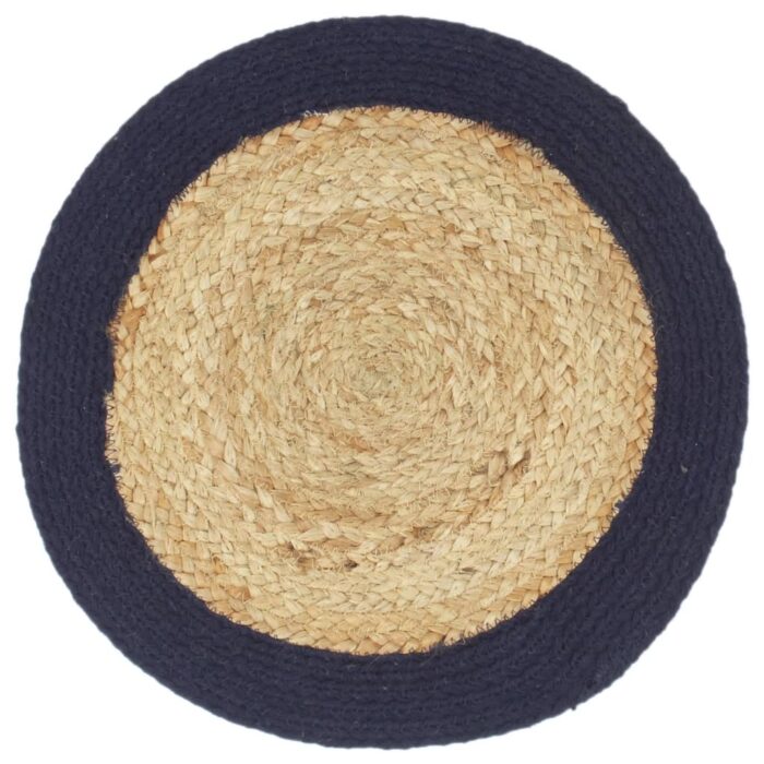 Napperons 6 pcs Naturel et bleu marine 38 cm Jute et coton – Image 2