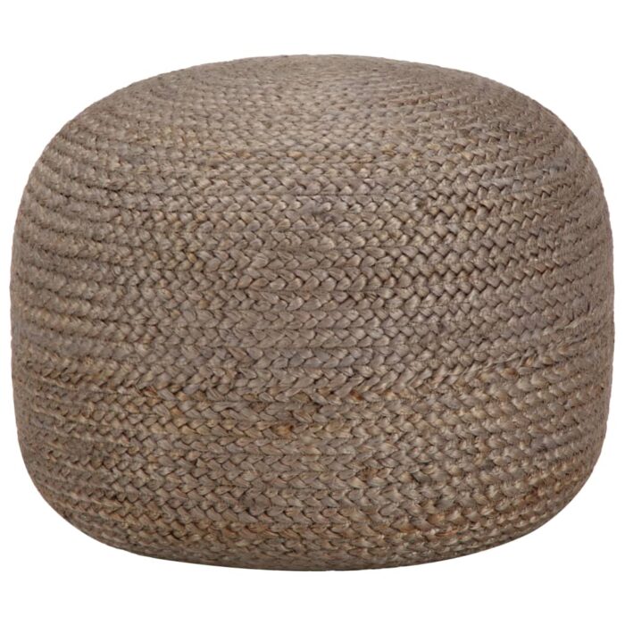 Pouf fait à la main Gris clair 45 x 30 cm Jute – Image 1