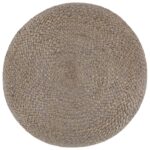 Pouf fait à la main Gris clair 45 x 30 cm Jute – Image 2