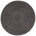 Pouf fait à la main Gris foncé 45 x 30 cm Jute – Image 2
