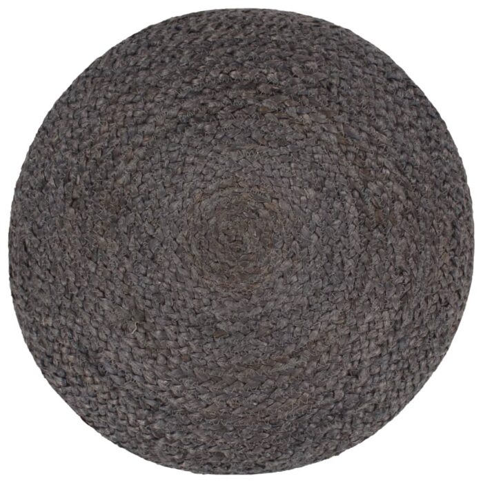 Pouf fait à la main Gris foncé 45 x 30 cm Jute – Image 2