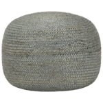 Pouf fait à la main Vert olive 45 x 30 cm Jute