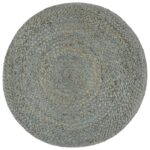 Pouf fait à la main Vert olive 45 x 30 cm Jute – Image 2