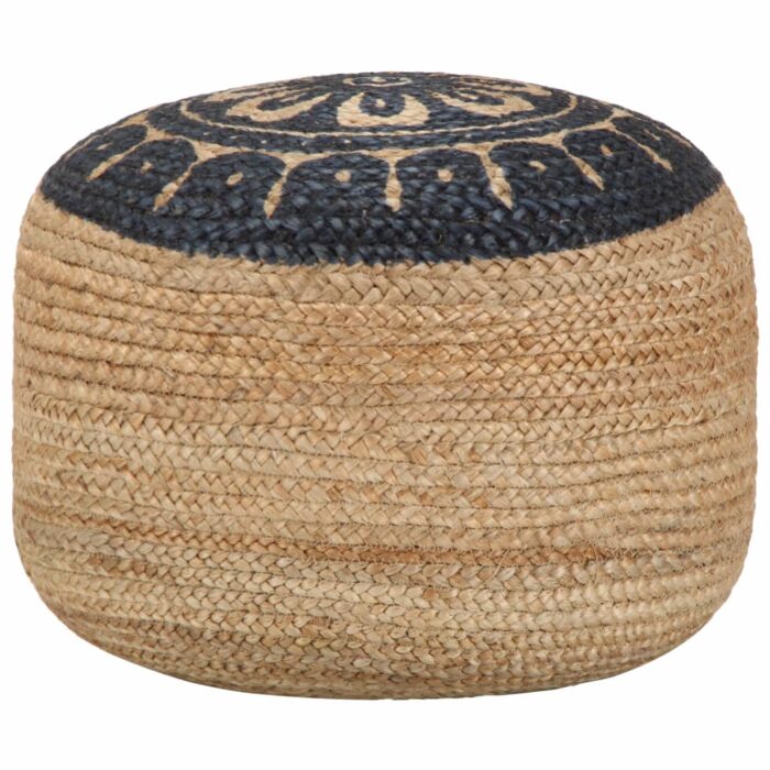 Pouf fait à la main Bleu 45 x 30 cm Jute – Image 1