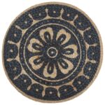 Pouf fait à la main Bleu 45 x 30 cm Jute – Image 2