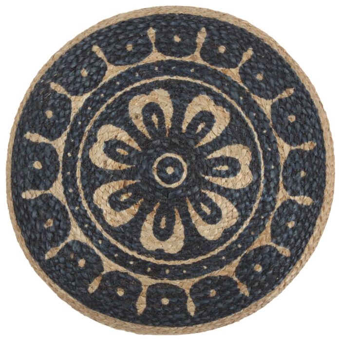 Pouf fait à la main Bleu 45 x 30 cm Jute – Image 2