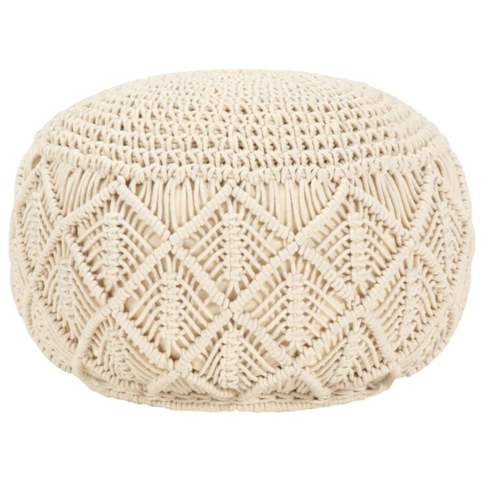 Pouf fait à la main en macramé 45 x 30 cm Coton – Image 1