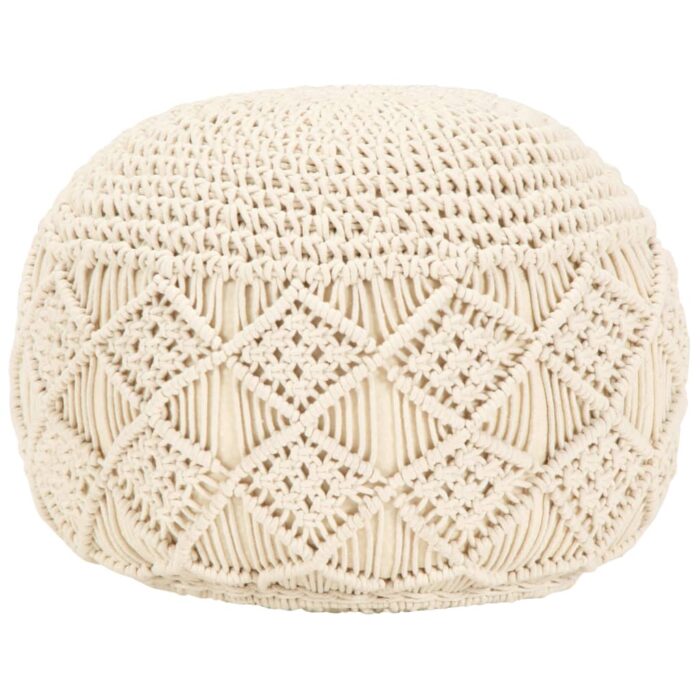 Pouf fait à la main en macramé 45 x 30 cm Coton – Image 1