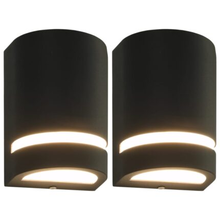 Appliques murales d'extérieur 2 pcs 35 W Noir Demi-rond