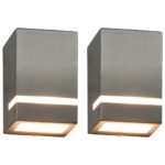 Appliques murales d'extérieur 2 pcs 35 W Argenté Rectangulaire
