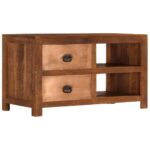 Table basse avec 2 tiroirs 90x40x50 cm bois solide de manguier – Image 11