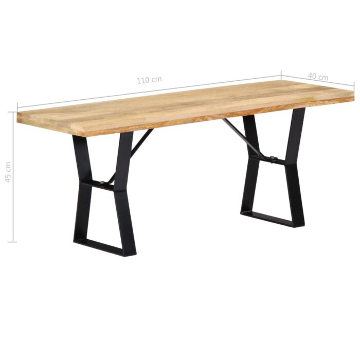 Banc 110 cm Bois de manguier massif – Image 7