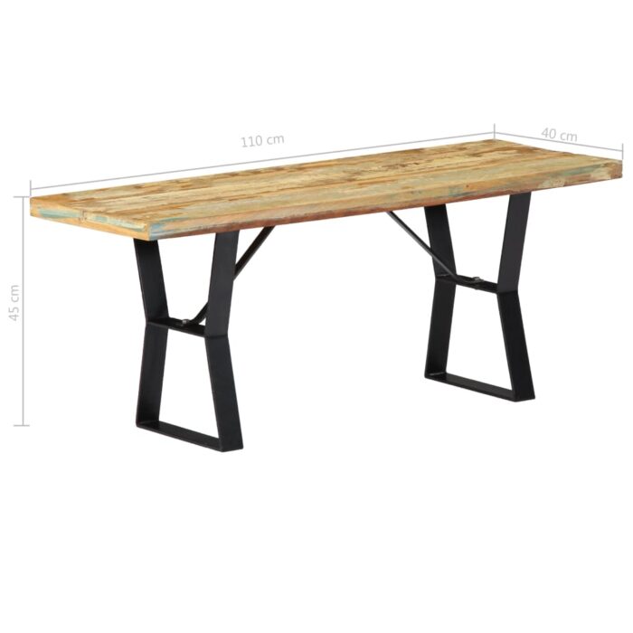 Banc 110 cm Bois de récupération massif – Image 7