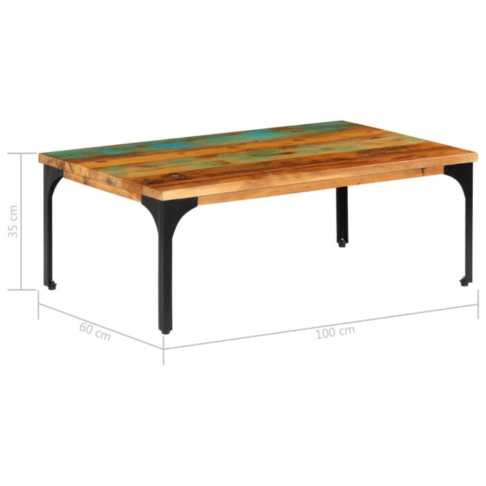 Table basse 100x60x35 cm Bois de récupération solide – Image 8