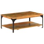 Table basse et étagère 100x60x35 cm Bois de récupération solide – Image 10