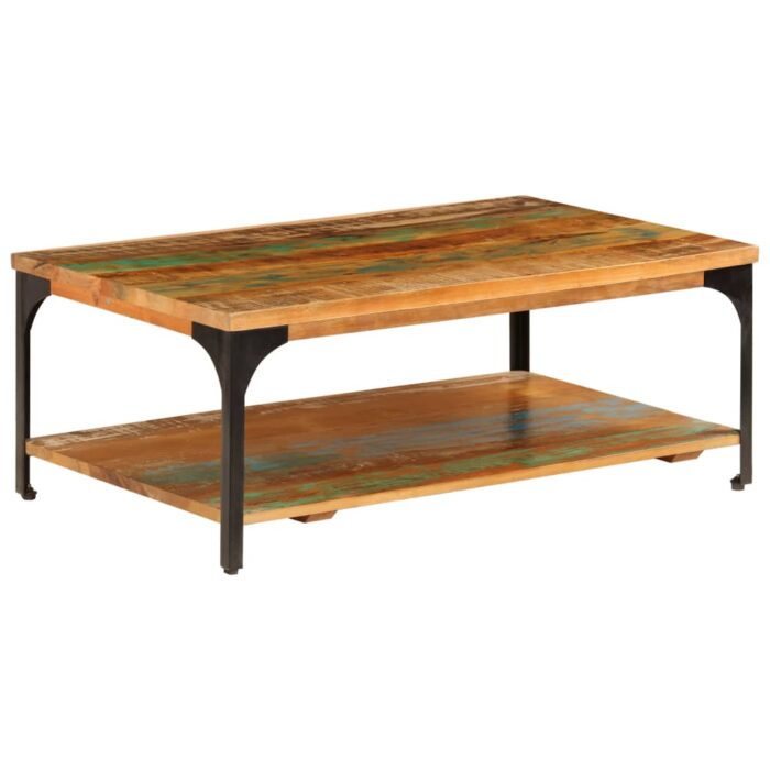Table basse et étagère 100x60x35 cm Bois de récupération solide – Image 10