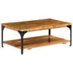 Table basse et étagère 100x60x35 cm Bois de récupération solide – Image 11