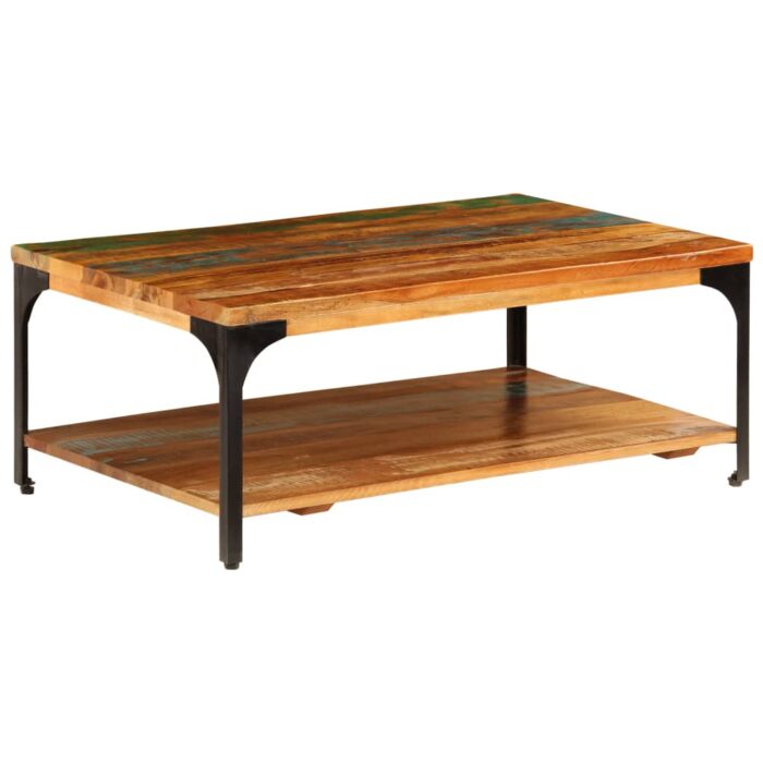 Table basse et étagère 100x60x35 cm Bois de récupération solide – Image 9