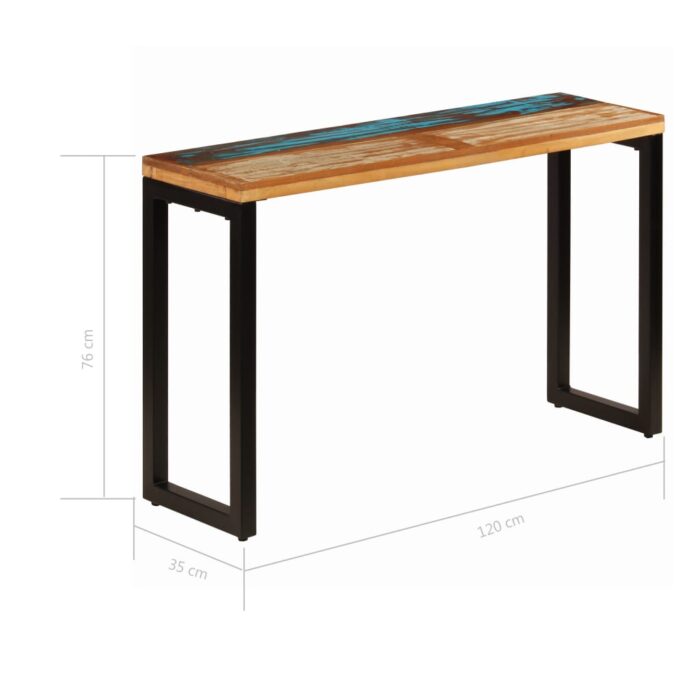 Table console 120x35x76 cm Bois de récupération solide et acier – Image 6