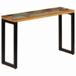 Table console 120x35x76 cm Bois de récupération solide et acier – Image 7