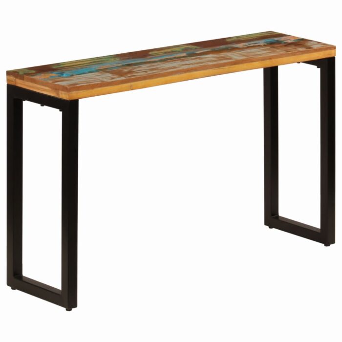Table console 120x35x76 cm Bois de récupération solide et acier – Image 7