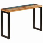 Table console 120x35x76 cm Bois de récupération solide et acier – Image 9